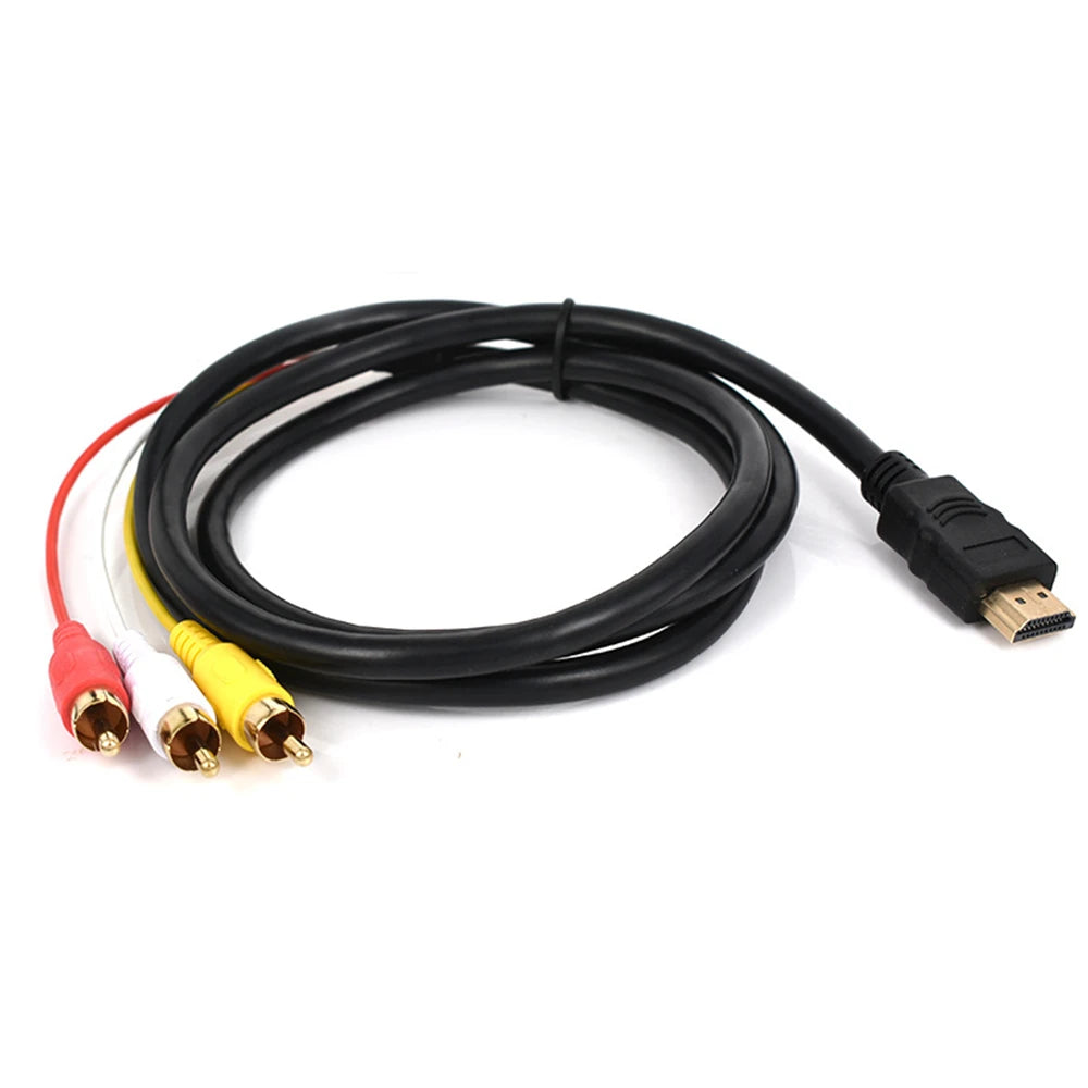 1080P HDMI-compatible to 3 RCA Video Audio AV Cord Converter Adapter 3RCA Stereo Converter Component For TV Set-Box DV DVD 1.5m - BAHRAIN CONNECTOR Gamers Point 5.500