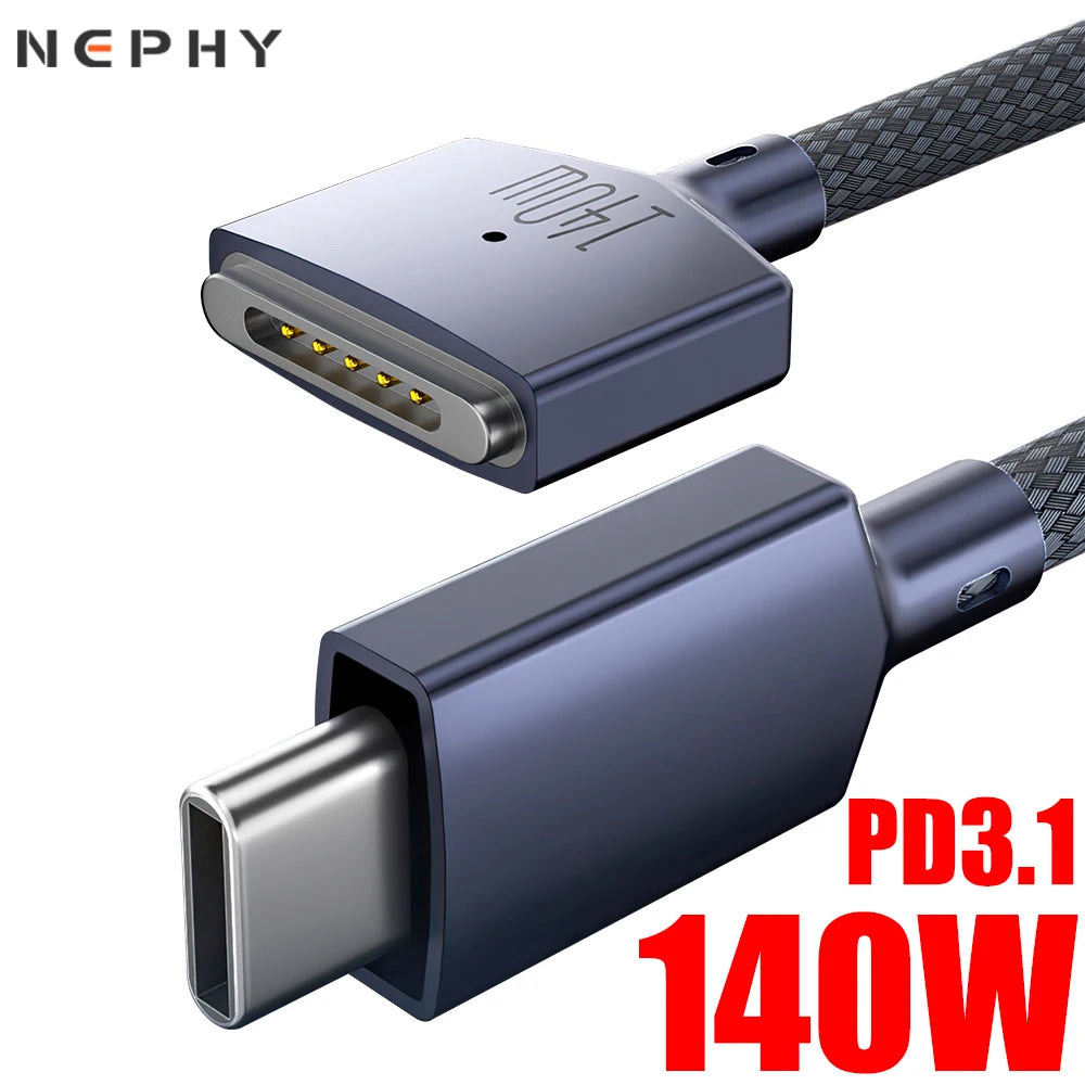 140W PD 3.1 USB Type C to MagSafe3 Fast Charge Magnetic Cable For Macbook Pro 2021 14 16 Air M2 2023 MagSafe 3 LED Charger Wire - BAHRAIN CONNECTER Gamers Point 9.000