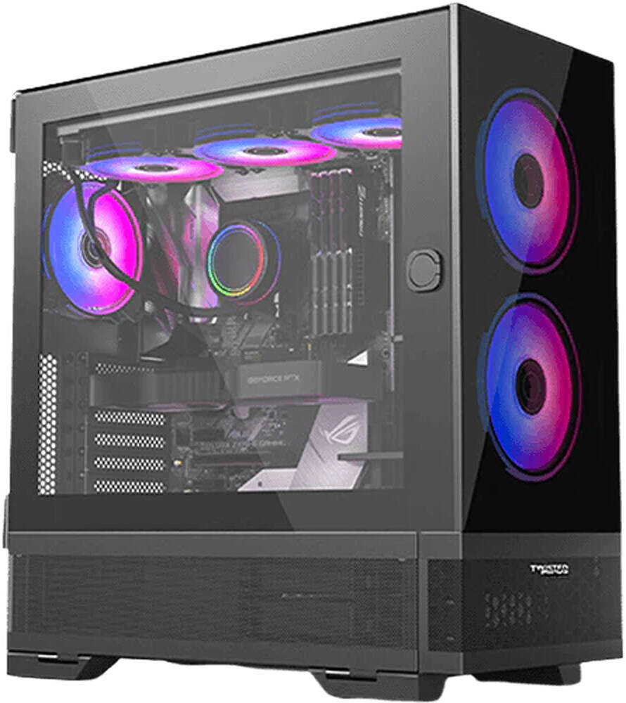 Twisted Minds Minimalist - 04 Mid-Tower E-ATX Gaming PC Case, Tempered Glass + Mesh Panels, Ample Cooling, Pre-installed 4*120mm ARGB Fans, bahain Twisted Minds case Gamers Point
