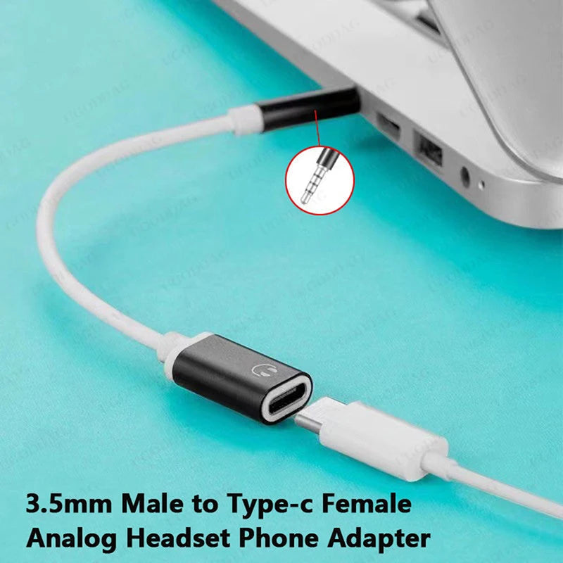 3.5mm To Type-C Female Aux Audio Jack Stereo Earphone Audio Split Headphone Adapter Cable For IOS Android Phone MP3 - BAHRAIN CONNECTOR Gamers Point 5.000
