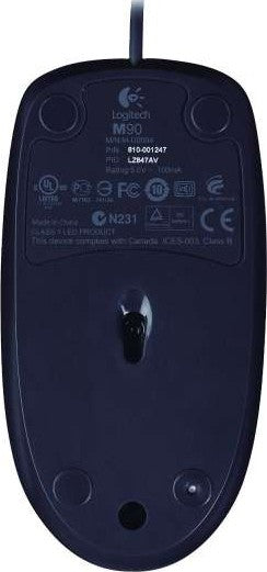 Logitech M90 Wired Mouse, Ambidextrous Design, 1000DPI Optical Tracking, Black | 910-001793