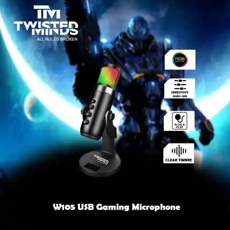 Twisted Minds W105 RGB Gaming Microphone – Black MICROPHONES Gamers Point 19.000