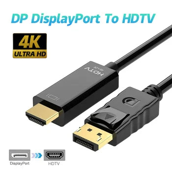 Vention Display Port to HDMI 4K 60Hz DP to HDMI Cable for PC Laptop HDTV Monitor Projector Video Audio Cable DisplayPort to HDMI - BAHRAIN CABLE Gamers Point 15.000