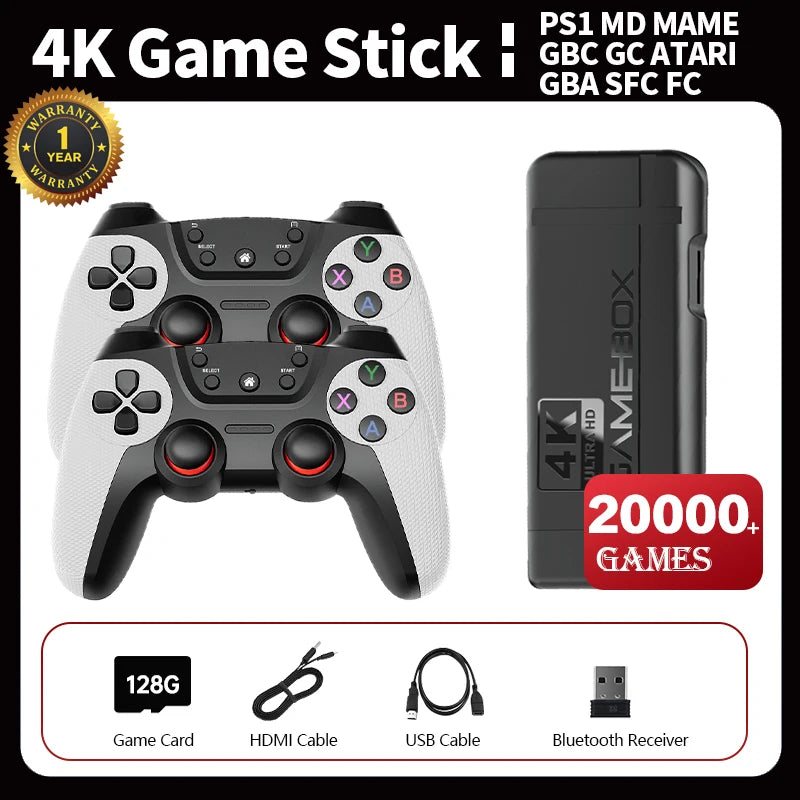 4K Game Stick Video Game Console WITH 2.4G Wireless Controller PS1 Built in 20000 Jogos HDMI 128GB Retro Games This product belongs to Home Gamers Point 8.000