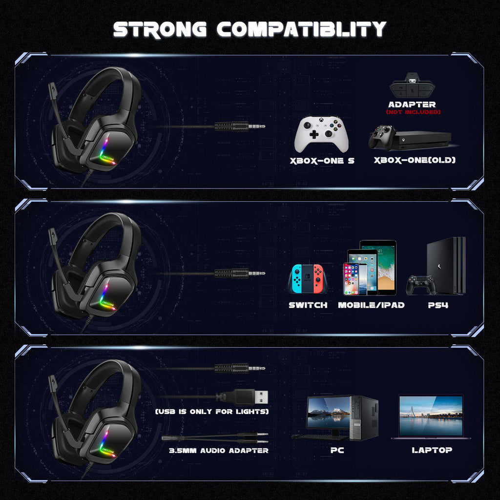 ONIKUMA K20 Wired Gaming Headsets With Microphone RGB Light Noise Cancelling Earphones For PS4 Xbox One Headset Gamer HEADSET Gamers Point 9.900