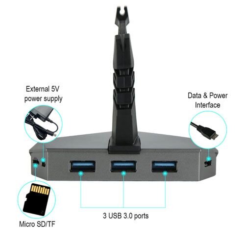 Eureka Ergonomic 3-port USB 3.0 Hub, SD Card Reader with Mouse Bungee | ERK-USB3-310 SD Card Reader with Mouse Bungee | ERK-USB3-310 in Al-ain Gamers Point 9.500