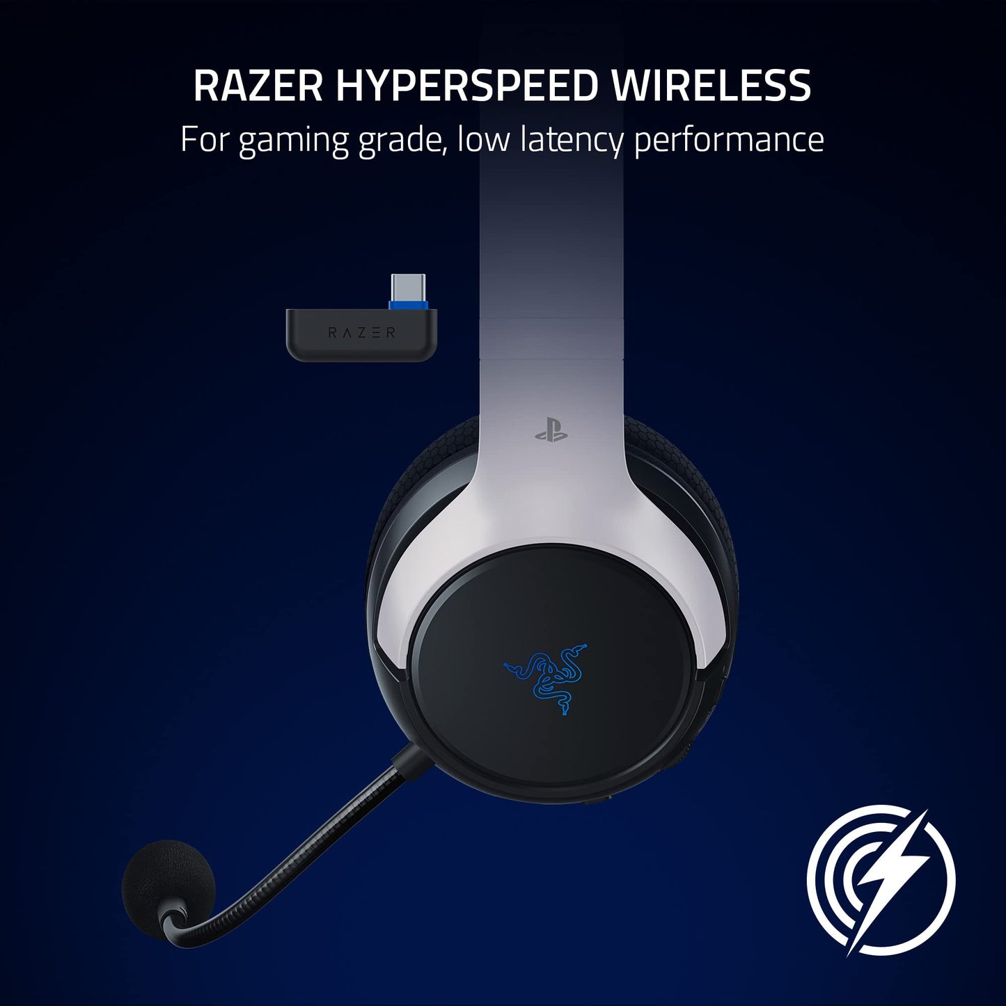 Razer Kaira HyperSpeed Wireless Gaming Headset for Playstation 5 / PS5, PS4, PC, Mobile: 50mm Drivers - HyperClear Cardioid Mic - Memory Foam Cushions - Bluetooth - 30 Hr Battery - White & Black MP HEADSET Gamers Point 85.000