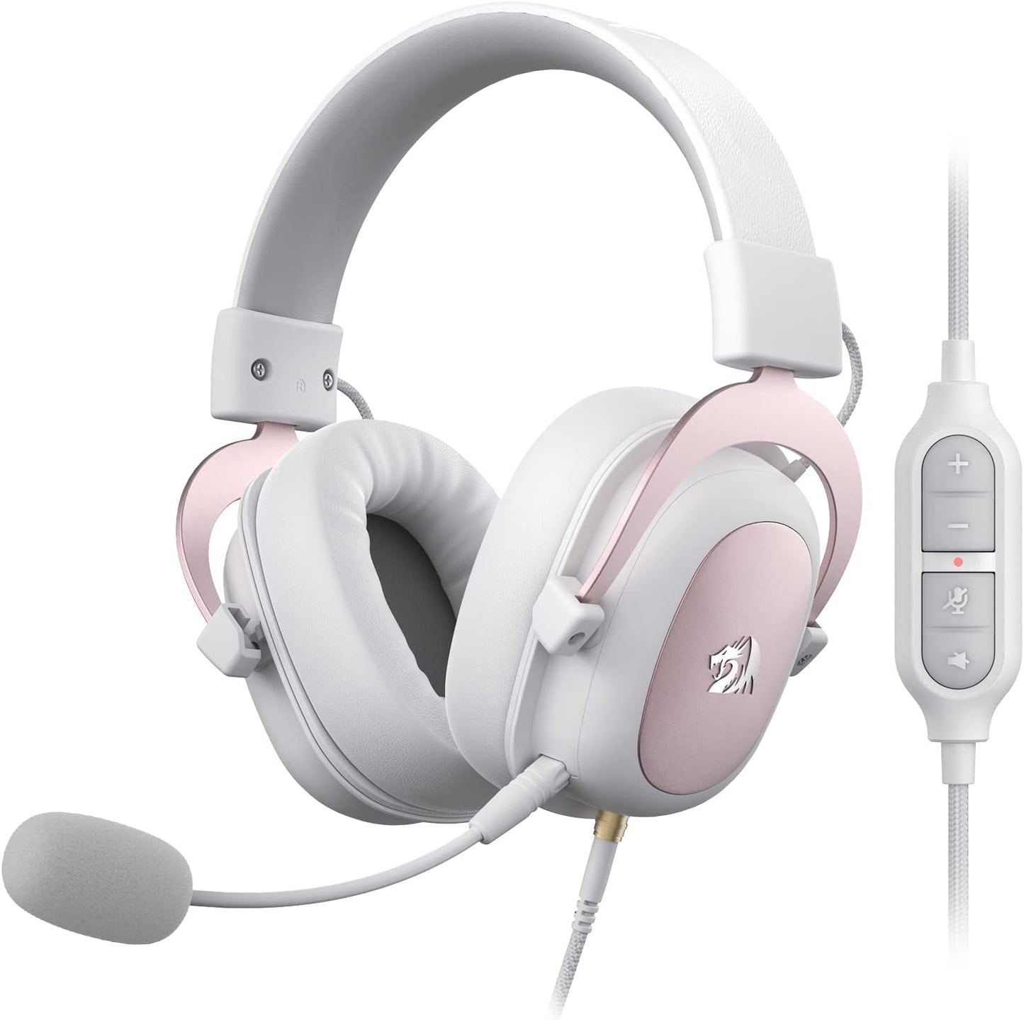 Redragon H510 Zeus White Wired Gaming Headset - 7.1 Surround Sound - Memory Foam Ear Pads - 53MM Drivers - Detachable Microphone - Multi Platforms for PC, PS4/3 & Xbox One/Series X, NS Redragon Headsets Gamers Point