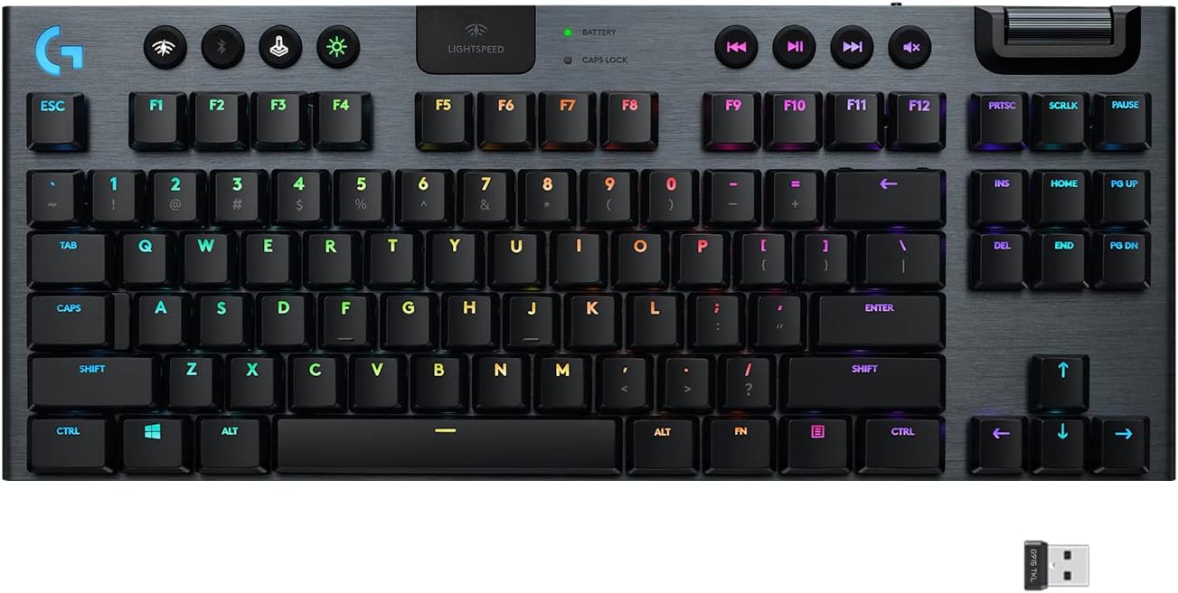 Logitech G915 TKL Tenkeyless Lightspeed RGB Mechanical Gaming Keyboard, Low Profile Switch Options, LIGHTSYNC RGB, Advanced Wireless and Bluetooth Support - Gaming Keyboards Gamers Point 75.000