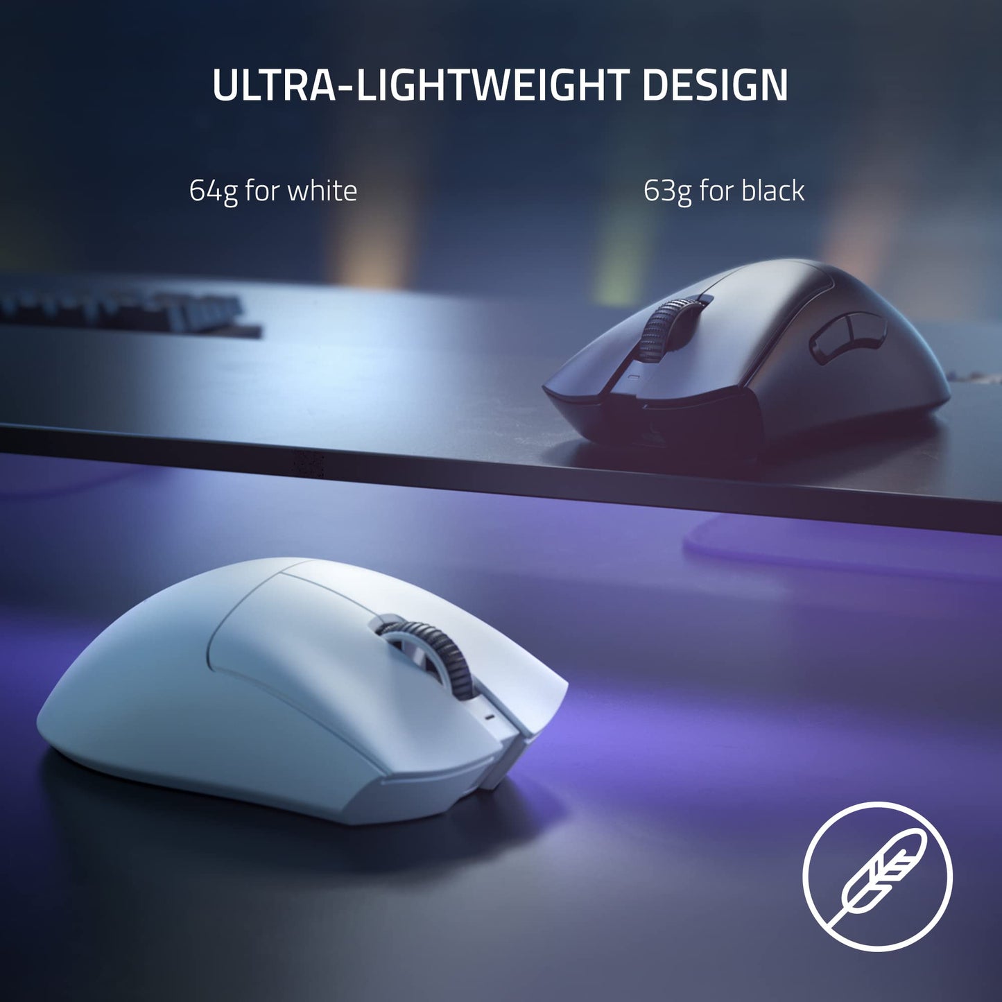 Razer DeathAdder V3 Pro Gaming Mouse: 64g Ultra Lightweight - Focus Pro 30K Optical Sensor - Fast Optical Switches Gen-3 - HyperSpeed Wireless - 5 Programmable Buttons - 90 Hr Battery - White
