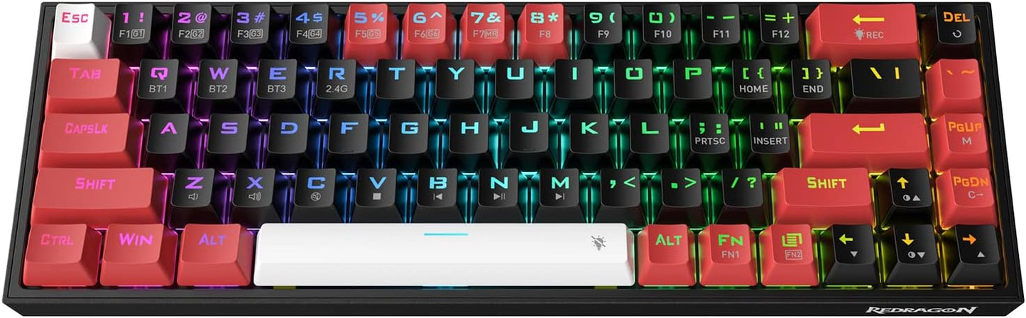 Redragon K631 PRO 65% 3-Mode Wireless RGB Gaming Keyboard, 68 Keys Hot-Swappable Compact Mechanical Keyboard w/Hot-Swap Free-Mod PCB Socket & Dedicated Arrow Keys, Quiet Red Linear Switch Redragon Gaming Keyboards Gamers Point