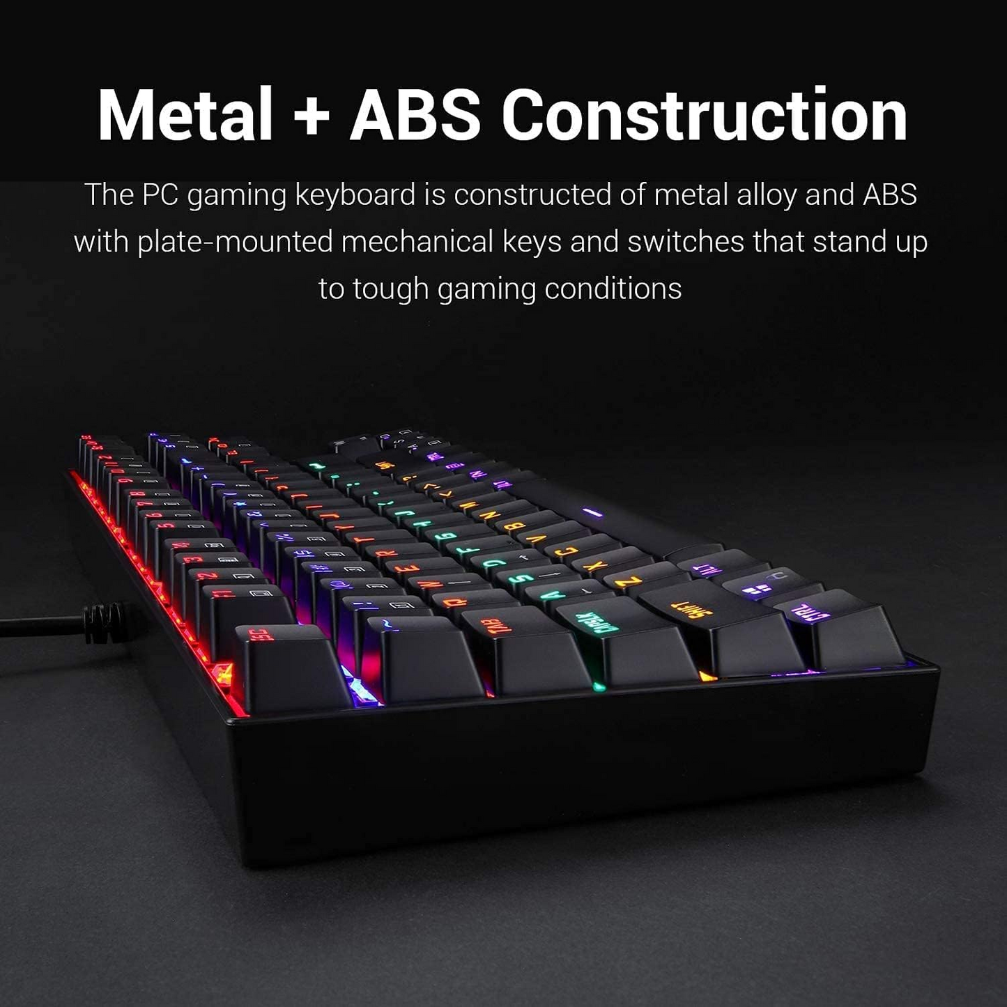 Redragon K552 Kumara 87-Keys Mechanical Gaming Keyboard, Red Key Switches, Anti-Ghosting Keys, Free N-Key Rollover, ABS Material, Wired Connectivity, English Keyboard Layout, Black | K552RGB-1-RED Redragon Keyboards Gamers Point