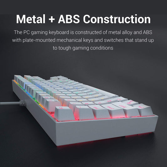 Redragon K552 Mechanical Gaming Keyboard 60% Compact 87 Key Kumara Wired Cherry MX Blue Switches Equivalent for Windows PC Gamers (RGB Backlit White) Gaming Keyboards Gamers Point 25.000