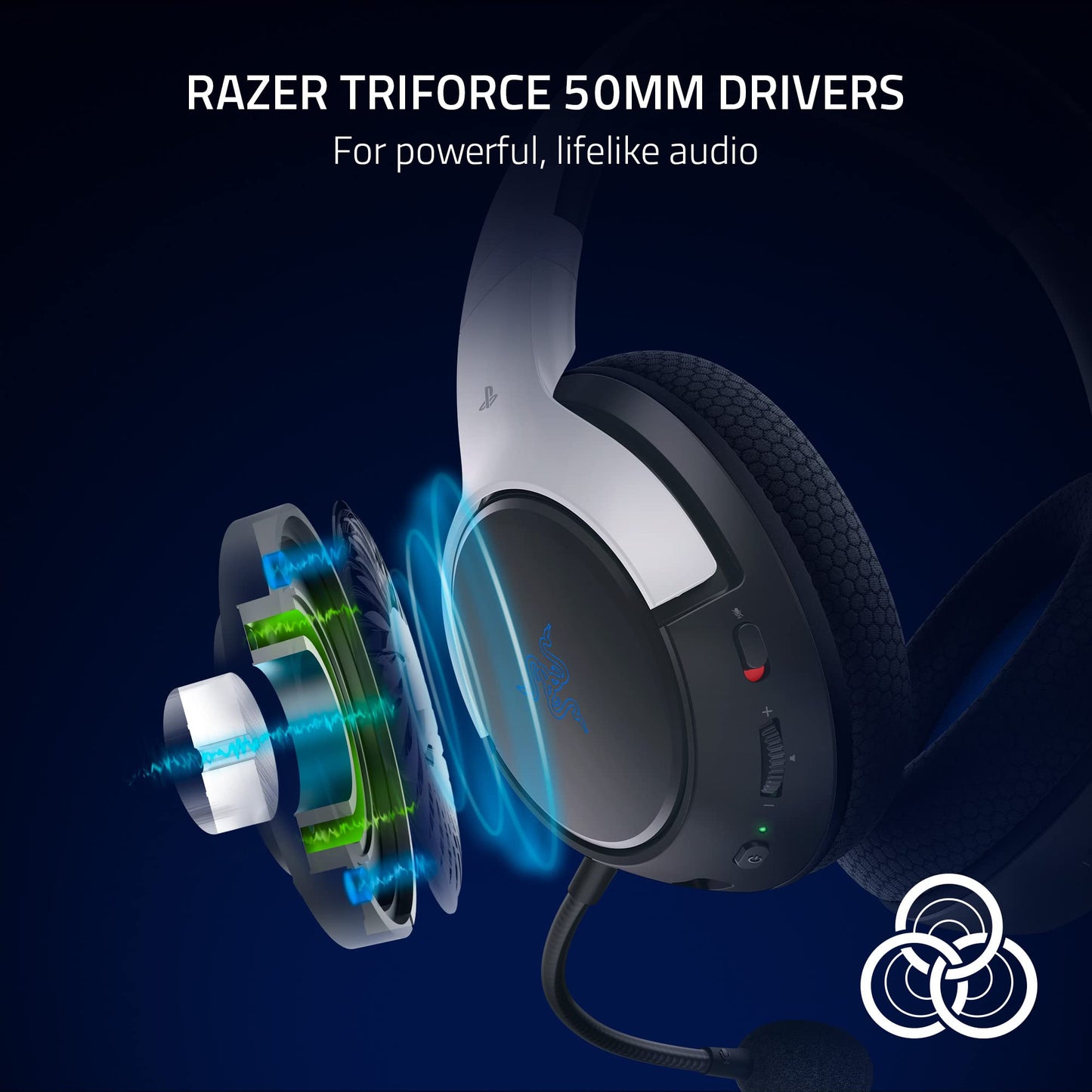 Razer Kaira HyperSpeed Wireless Gaming Headset for Playstation 5 / PS5, PS4, PC, Mobile: 50mm Drivers - HyperClear Cardioid Mic - Memory Foam Cushions - Bluetooth - 30 Hr Battery - White & Black MP HEADSET Gamers Point 85.000