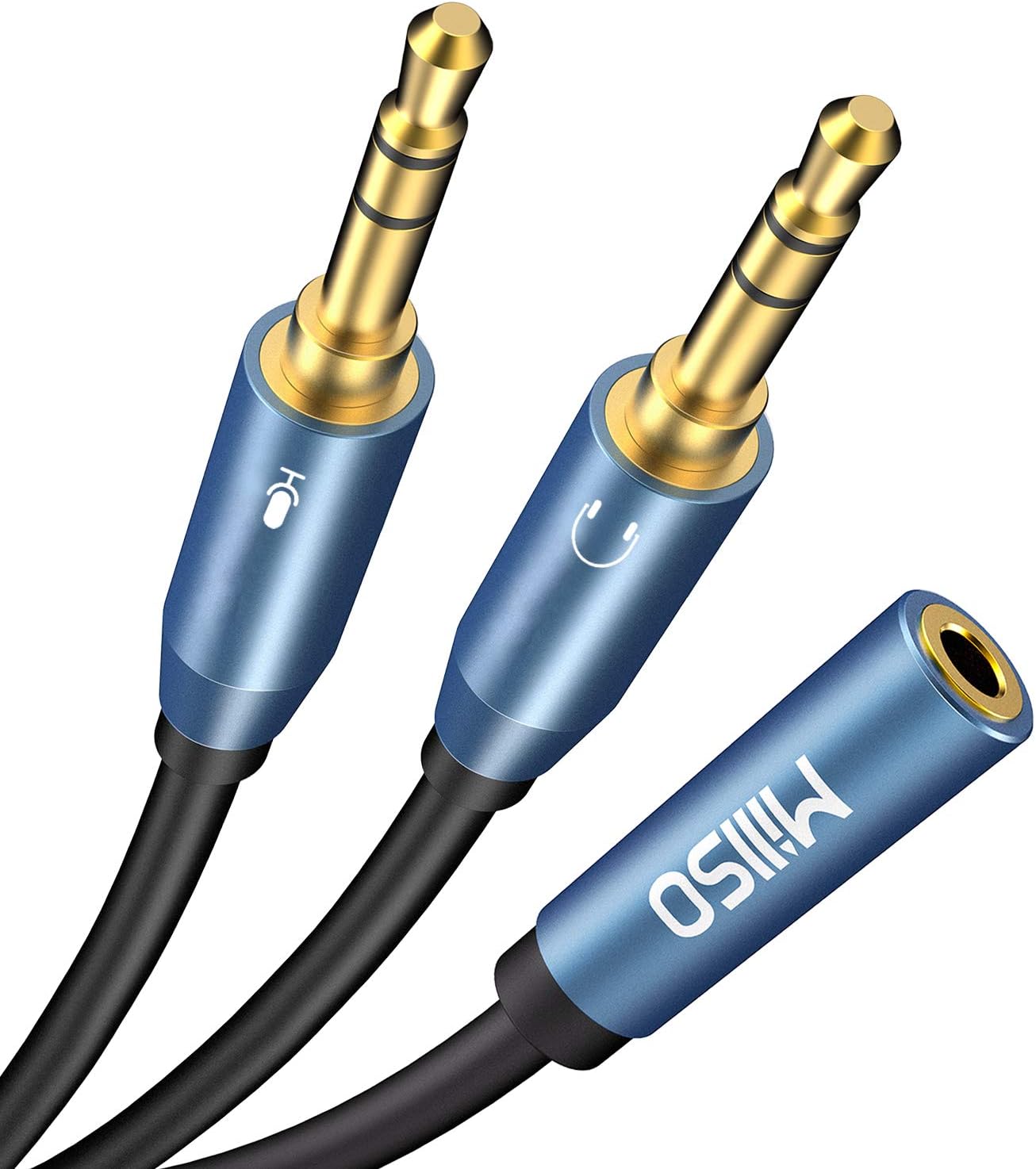 MillSO Headset Splitter CTIA 3.5mm 2 Male to 1 Female Headset Adapter for Gaming Headset to PC Headphone Splitter with Separate Microphone and Headphone Jack - 30CM/12inch Adapters Gamers Point 5.000