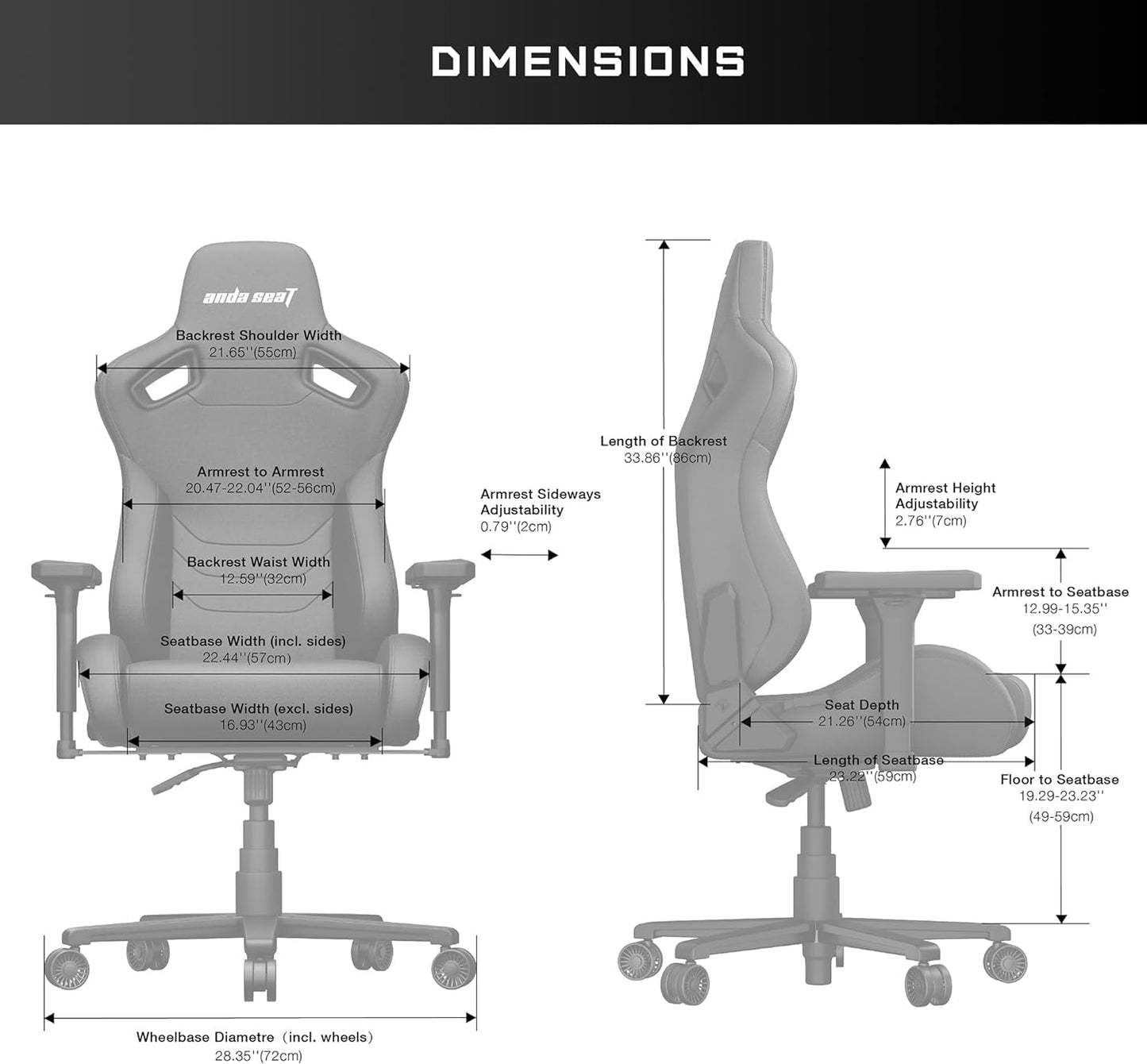 Anda Seat Kaiser Frontier Black Leather Gaming Chair - XL Premium Ergonomic Gamer Chair for Adults, Plus Size Video Game Chairs, Memory Foam Neck Pillow & Lumbar Back Support - Office Computer Chair