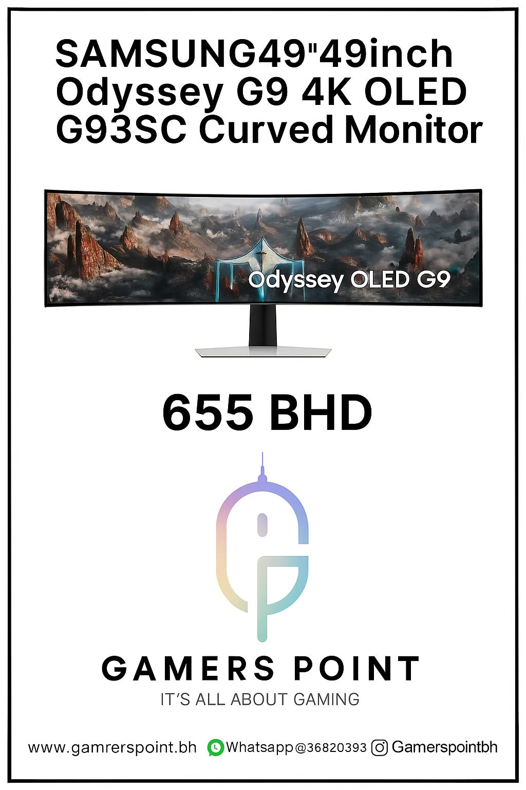 SAMSUNG 49″ 49inch Odyssey G9 4K OLED Curved Monitor