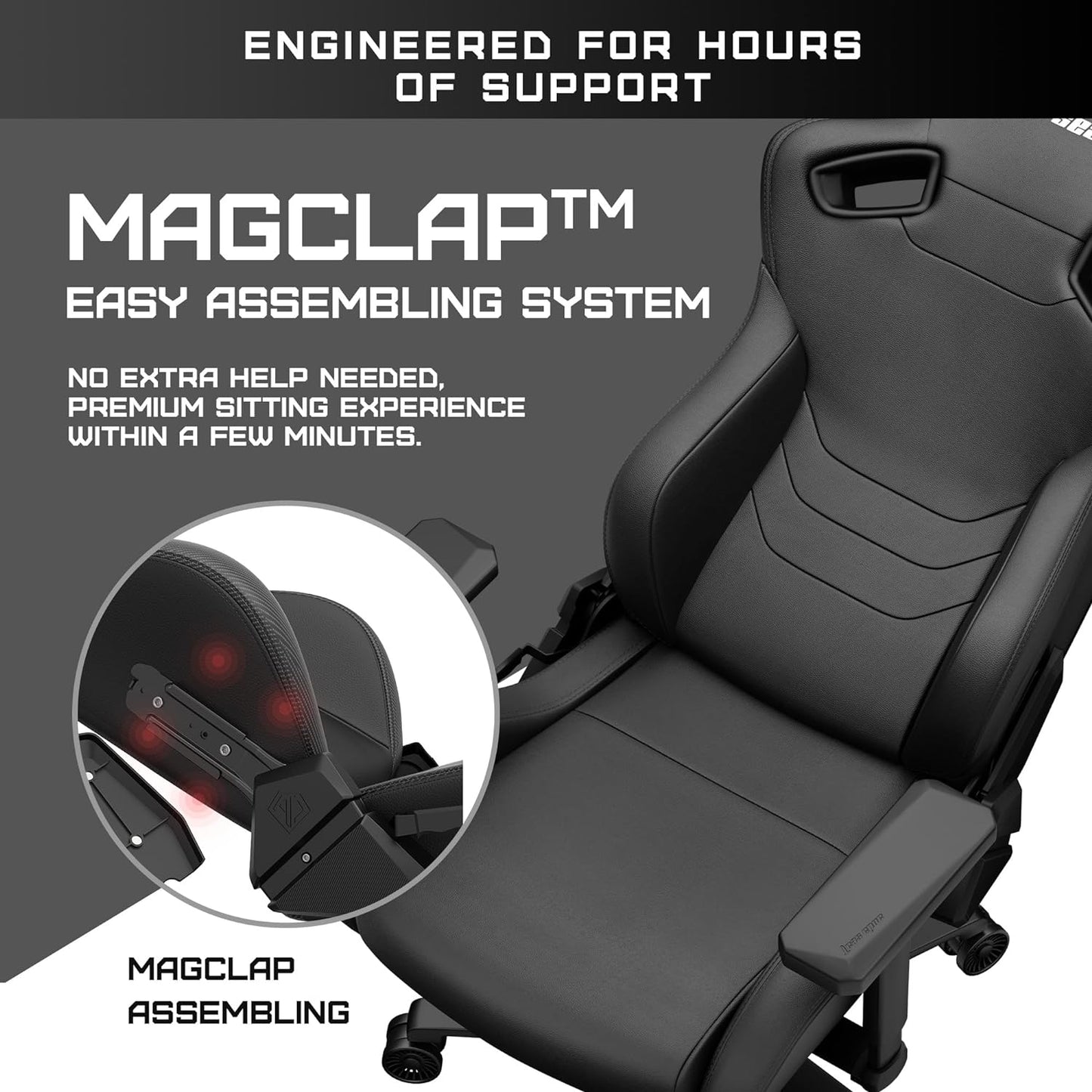 Anda Seat Kaiser Frontier Black Leather Gaming Chair - XL Premium Ergonomic Gamer Chair for Adults, Plus Size Video Game Chairs, Memory Foam Neck Pillow & Lumbar Back Support - Office Computer Chair