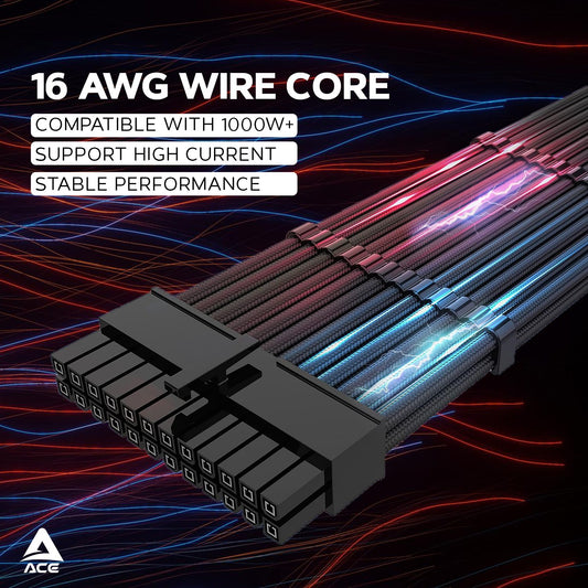 ACE Sleeved PSU Extension Cable Kit 24-pin 12VHPWR 30cm