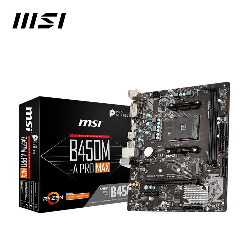 AMD B450M A PRO MAX Motherboard Supports DDR4 4133 (OC) MHz 64G Suit Socket AM4 All New -BAHRAIN MOTHERBOARD Gamers Point 49.000