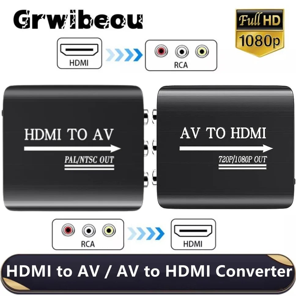 HDMI to AV RCA CVSB L/R Video Adapter Box Support NTSC PAL Output 1080P RCA AV to HDMI Converter Box HD Video Composite Adapter - BAHRAIN CONNECTOR Gamers Point 5.900