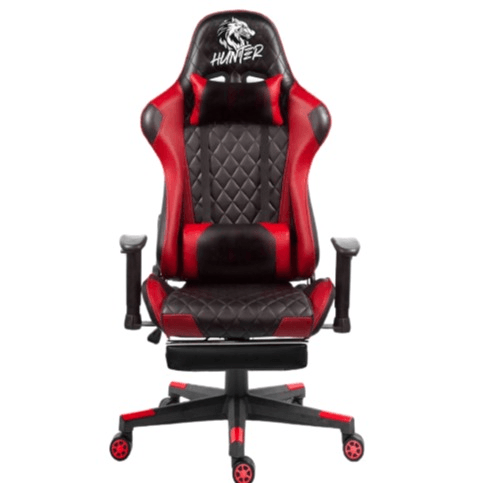 Hunter Gaming Chair Series V2 Red with Leg Rest Bahrain Gamers Point Chair Gamers Point