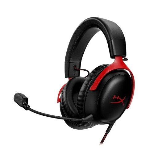 HyperX Cloud III – Wired Gaming Headset, PC, PS5, Xbox Series X|S, Angled 53mm Drivers, DTS, Memory Foam, Durable Frame, Ultra-Clear 10mm Mic, USB-C, USB-A, 3.5mm – Black/Red MP HEADSET Gamers Point 56.000