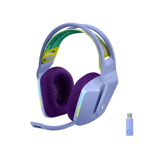 Logitech G733 Lightspeed Wireless Gaming Headset with Suspension Headband, LIGHTSYNC RGB, Blue VO!CE mic Technology and PRO-G Audio Drivers - Lilac MP HEADSET Gamers Point 78.000