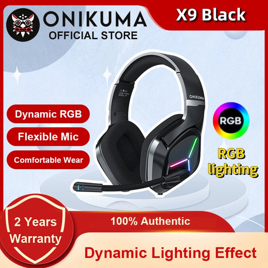 ONIKUMA X9 Gaming Headset with Mic and Noise Canceling Gaming Headphone Wired Blue Light for PS4 PS5 PC XBOX - onikuma pc gaming headset Gamers Point 15.000