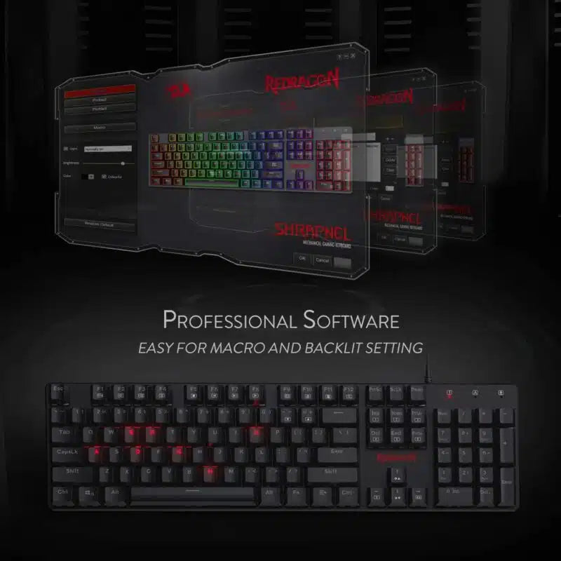REDRAGON K589 SHRAPNEL RGB LOW PROFILE MECHANICAL GAMING KEYBOARD, 104 KEYS ANTI-GHOSTING MECHANICAL KEYBOARD WITH LINEAR & QUIET RED SWITCHES, FAST ACTUATION WITH LESS TRAVEL AND SMOOTH KEYS - Gamers Point Computers Bahrain KEYBOARDS Gamers Point 21.900