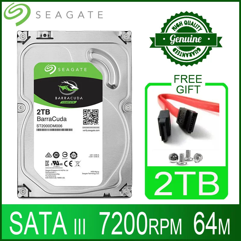 Seagate 2TB Hard Drive Disk HDD Desktop Internal HD 2000GB 2 TB Harddisk 7200RPM 64M 3.5" 6Gb/s Cache SATA III for PC Computer - BAHRAIN Internal Hard Drives Gamers Point 36.000