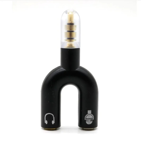 U Type Adapter Dual 3.5 MM Headphone Plug Audio Cables Splitter Microphone 2 In 1 Swivel Connector Audio Converter - BAHRAIN AUX Gamers Point 3.500