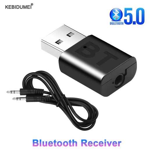 USB Bluetooth 5.0 Receiver Wireless Bluetooth Adapter 3.5mm AUX Jack for PC Car Music AUX Stereo Audio Adapter for TV Headphone - BAHRAIN kebidumei CONNCECTOR  Gamers Point