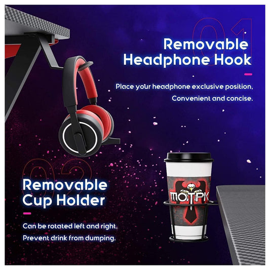 GameOn Slayer I L-Shaped Gaming Desk Headset Hook — 129×129×74 cm