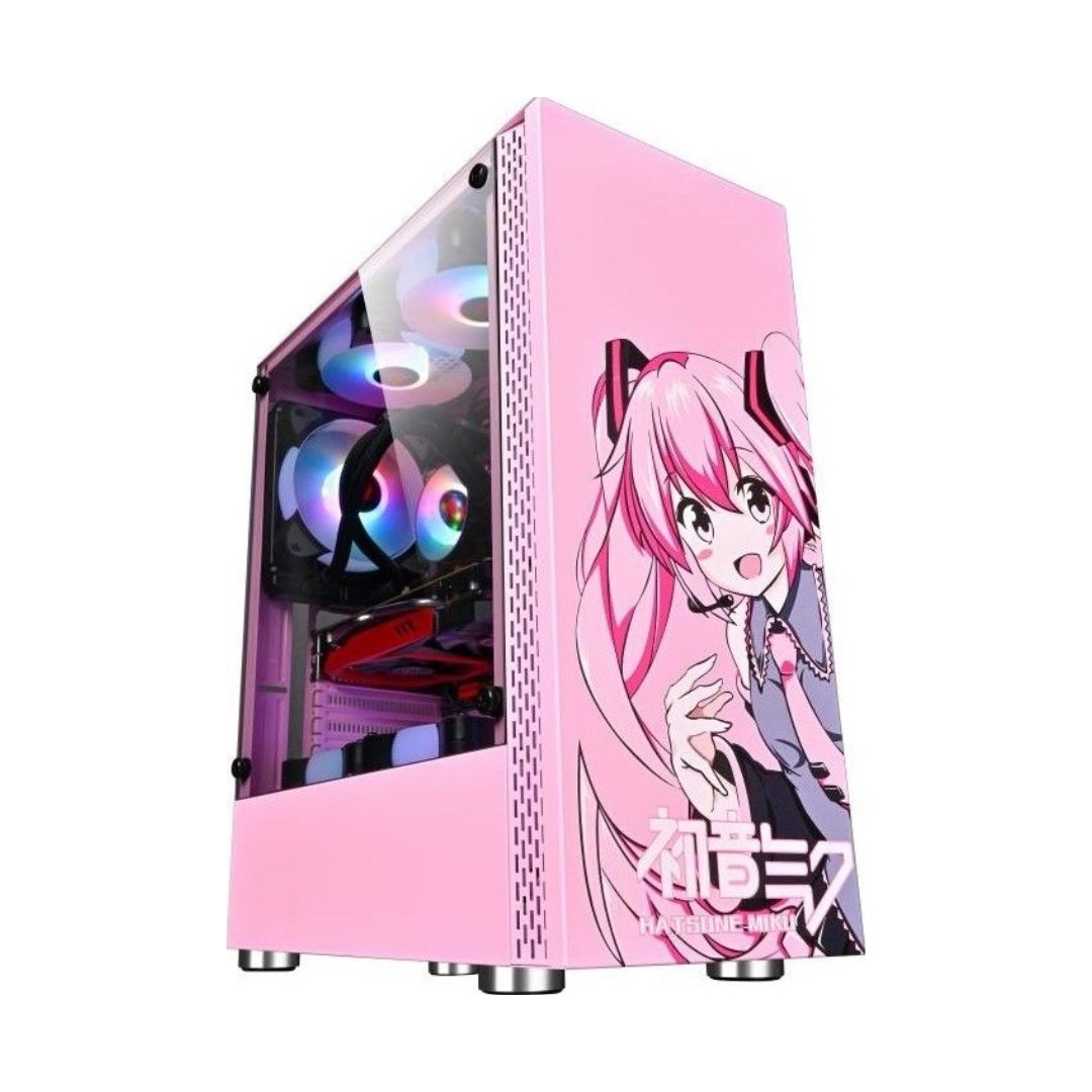 WJCoolMan Armor Miku Pink Special Edition 4 Fans ARGB Mid-tower Case - GPC Cases Gamers Point 45.000