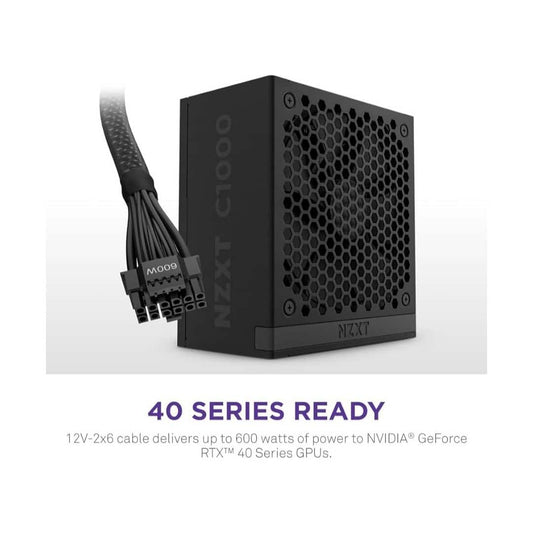 NZXT C1000 80 Plus Gold Fully Modular ATX 3.1 Power Supply 1000W - Black