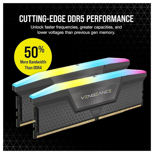 Corsair Vengeance RGB DDR5 64GB (2×32GB) 6000MT/s Black RAM