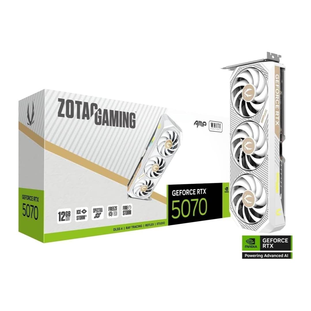 ZOTAC GAMING GeFORCE RTX 5070 AMP 12GB GDDR7 Graphics Card – WHITE