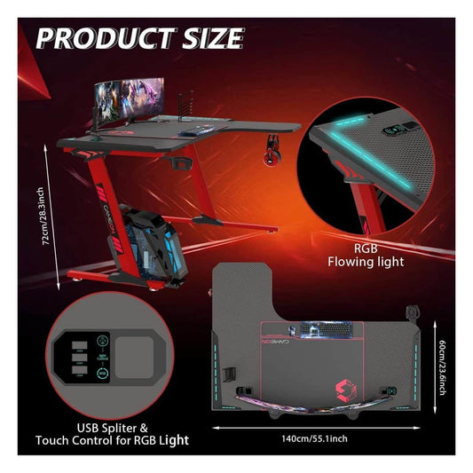 GAMEON Phantom XL-R L-Shaped RGB Gaming Desk with Wireless Charger