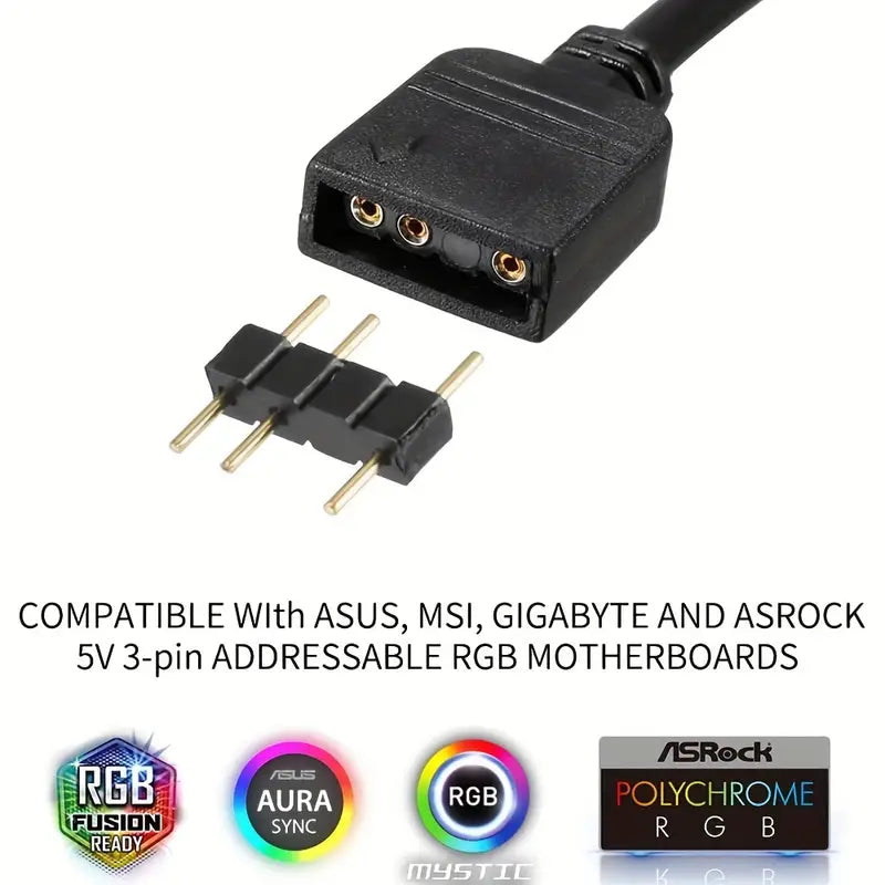 5V 3Pin Addressable RGB 1 To 4 Splitter Cable, Y-Shaped Fan And Pc Led Strip Extension Cable, LED Strip And ARGB Fan Connector, Equipped With 4 Male Pins, ARGB Wiring & Connecting Gamers Point 5.000