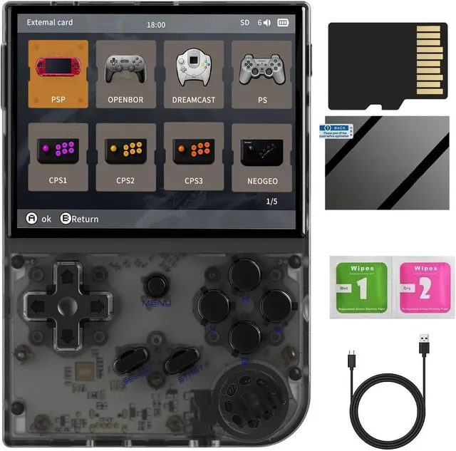 Anbernic RG35XX Handheld Game Console Retro Games Consoles with 3.5 Inch IPS Screen 64G TF Card 5474 Classic Games 2100mAh Battery Support Linux and Garlic Dual Stylem, HDMI and TV Output GRAY CONSOLE Gamers Point 29.000