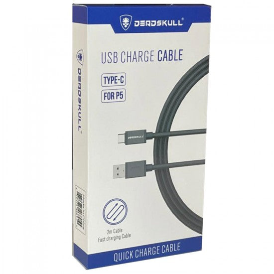 DEADSKULL USB-A To USB-C Cable 2m - Black | BAHRIAN FOR PLAYSTATION 5 CONTROLLER CABLE Gamers Point 3.500