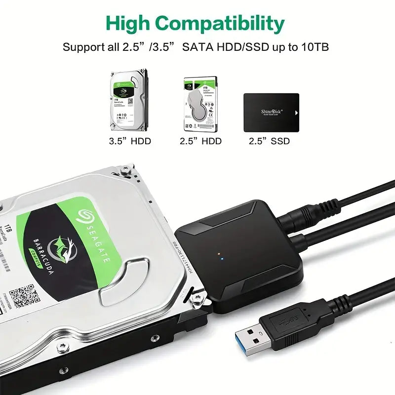 SATA To USB 3.0 Adapter Cable External Hard Drive Adapter Convert Support 6.35cm 8.89cm SSD HDD Data Transfer, Support UASP. Cables & Interconnects Gamers Point 9.000