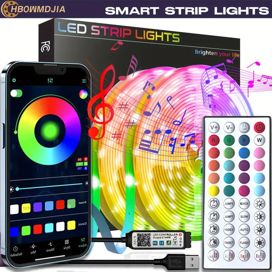 LED Lights For Bedroom, 4.88meter-30.48meter Smart APP Control Music Sync Color Changing Strip Lights With Remote And Timing, for Room Home Party Decoration Commercial Lighting Gamers Point 9.000 5M