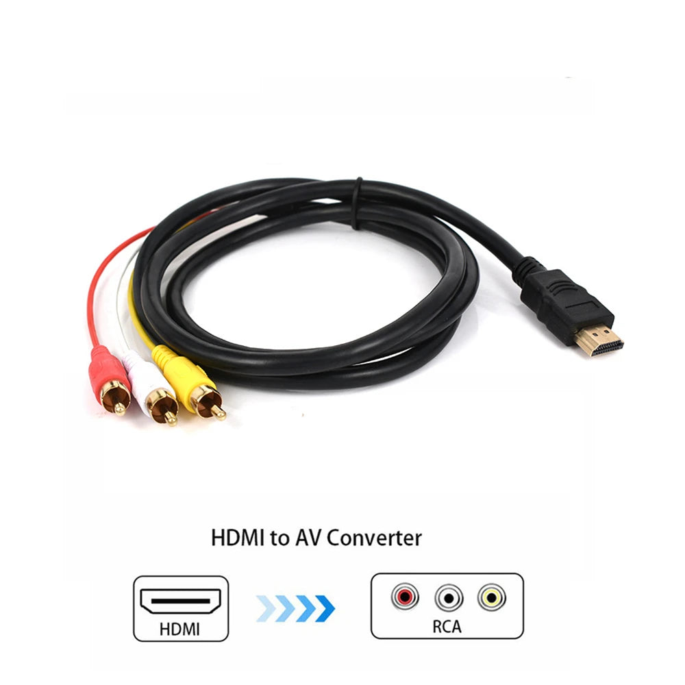 1080P HDMI-compatible to 3 RCA Video Audio AV Cord Converter Adapter 3RCA Stereo Converter Component For TV Set-Box DV DVD 1.5m - BAHRAIN CABLE Gamers Point 8.000 