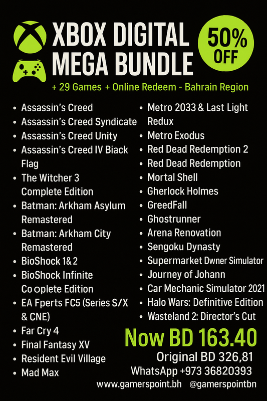 Xbox Digital Mega Bundle – 29 Games (Bahrain Region) | باقة رقمية ٢٩ لعبة Xbox Video Games  Gamers Point