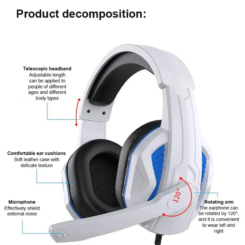 Premium Gaming Headset: Noise Cancelling Over Ear Headphones with Mic for PS4, PC, Xbox One, PS5, and More! Headphones Gamers Point 5.000 