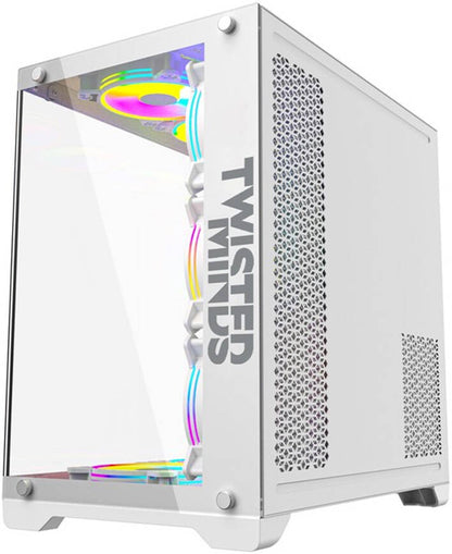 Twisted Minds Bullet-07 Mid Tempered Glass Mid Tower ATX Gaming PC Case, Pre Installed 4x 120mm ARGB Fans, Up to 360mm AIO, 3.5″ HDD* 2+2.5″ SSD* 2 Dr