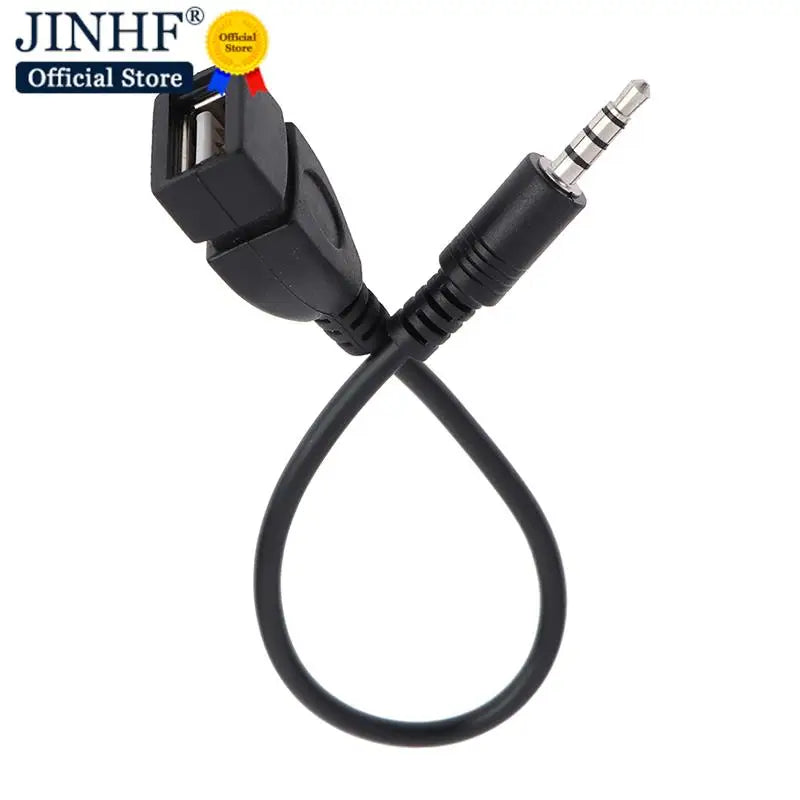 1PC Auto Car Electronics 3.5mm MP3 Male AUX Audio Plug Jack To USB 2.0 Female Converter Cable Cord For Play Music Audio Cable cable Gamers Point 3.850 