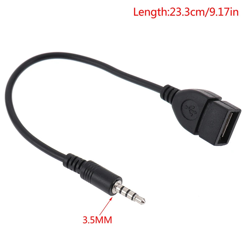 1PC Auto Car Electronics 3.5mm MP3 Male AUX Audio Plug Jack To USB 2.0 Female Converter Cable Cord For Play Music Audio Cable cable Gamers Point 3.850 